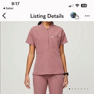 Figs Tunis tailored scrub top in medium black